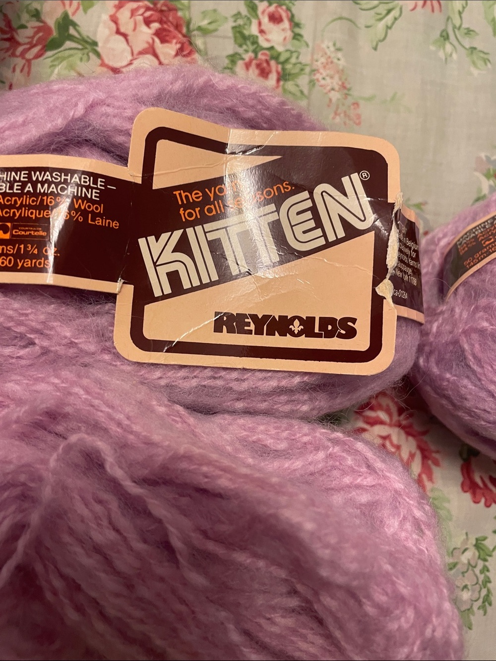 Reynolds Kitten Soft Yarn in Lilac - Lightweight Fluffy Purple Skein